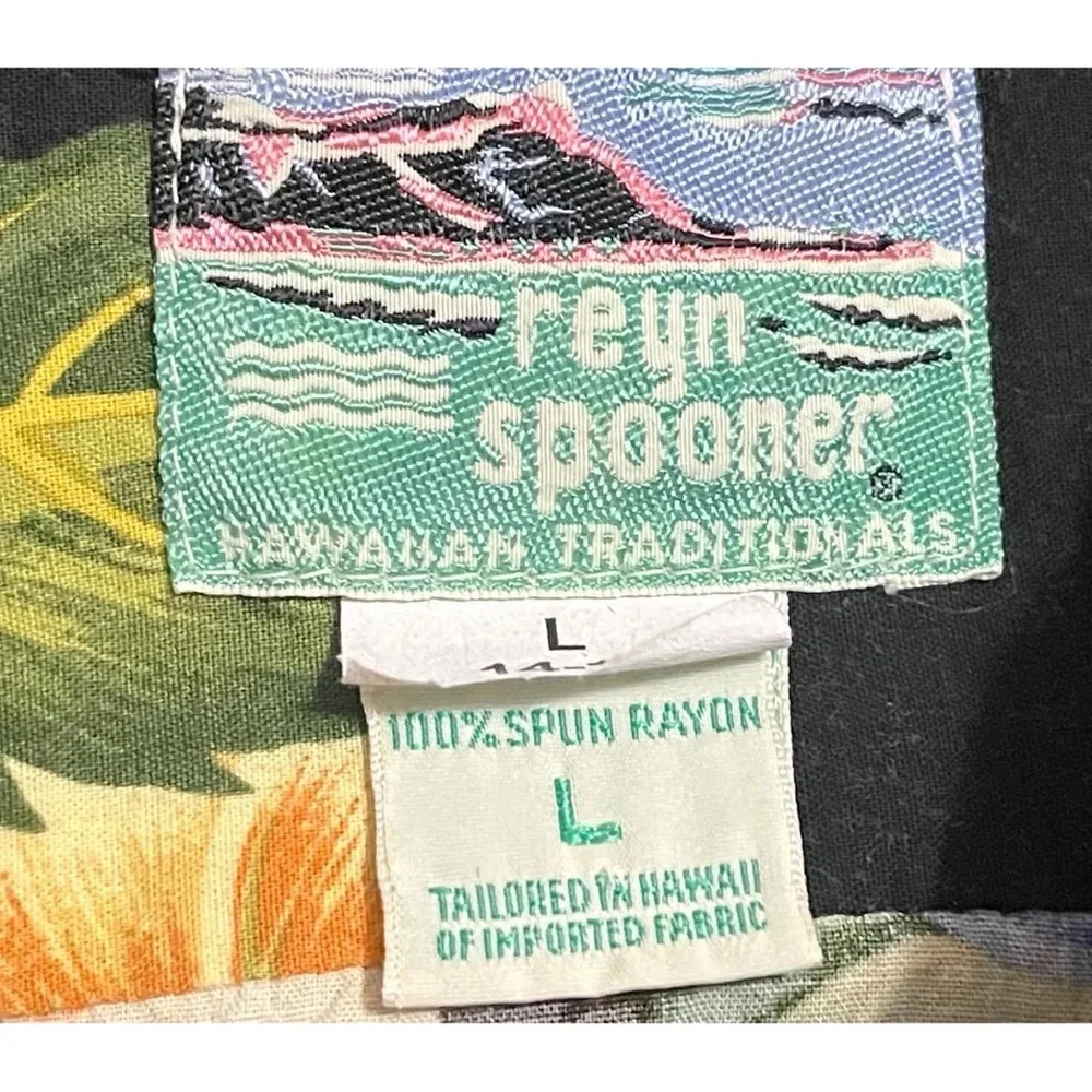 reyn spooner Kids Black Hawaiian Shirt with Blue, Yellow & Orange Floral Print